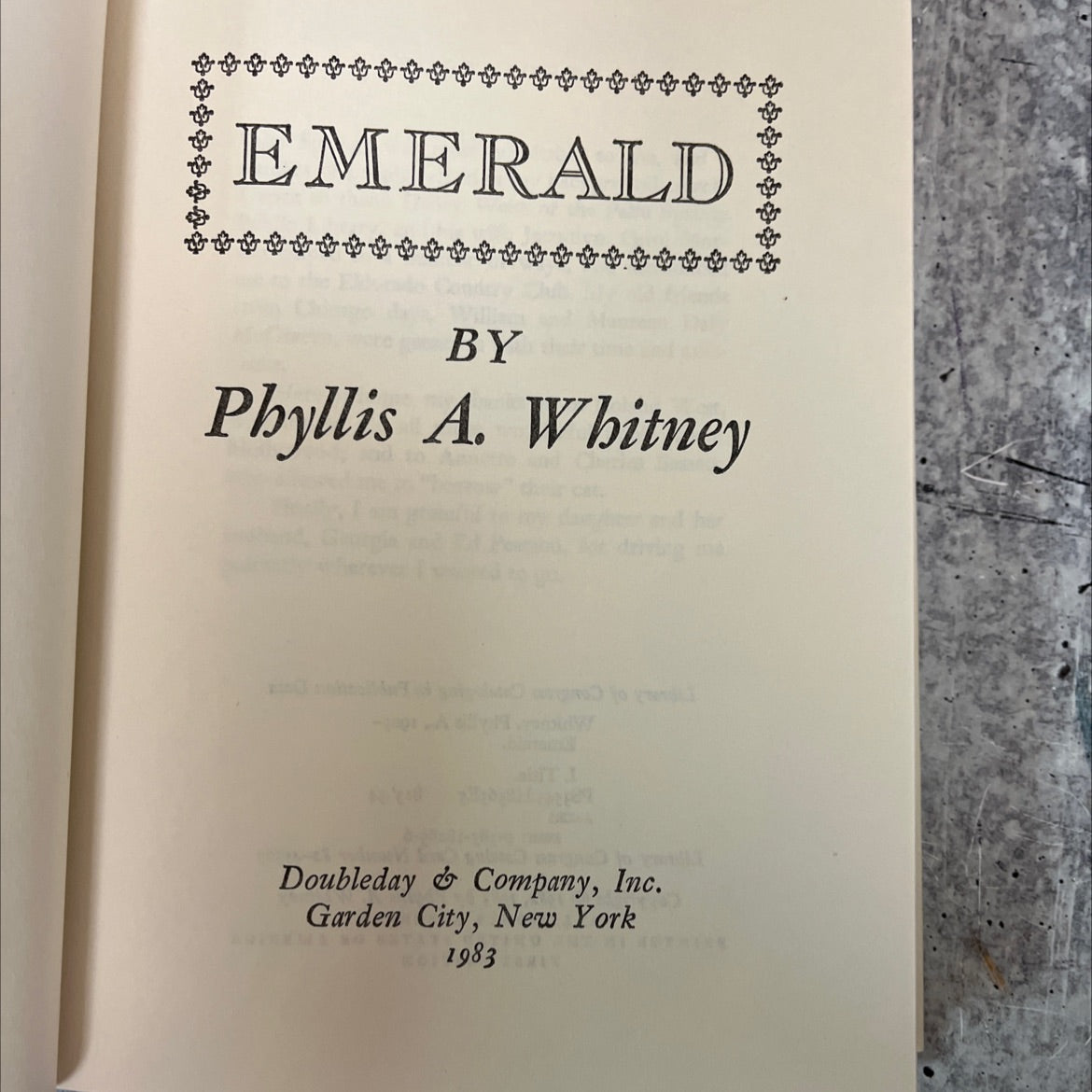 emerald book, by Phyllis A. Whitney, 1983 Hardcover, First Edition image 2