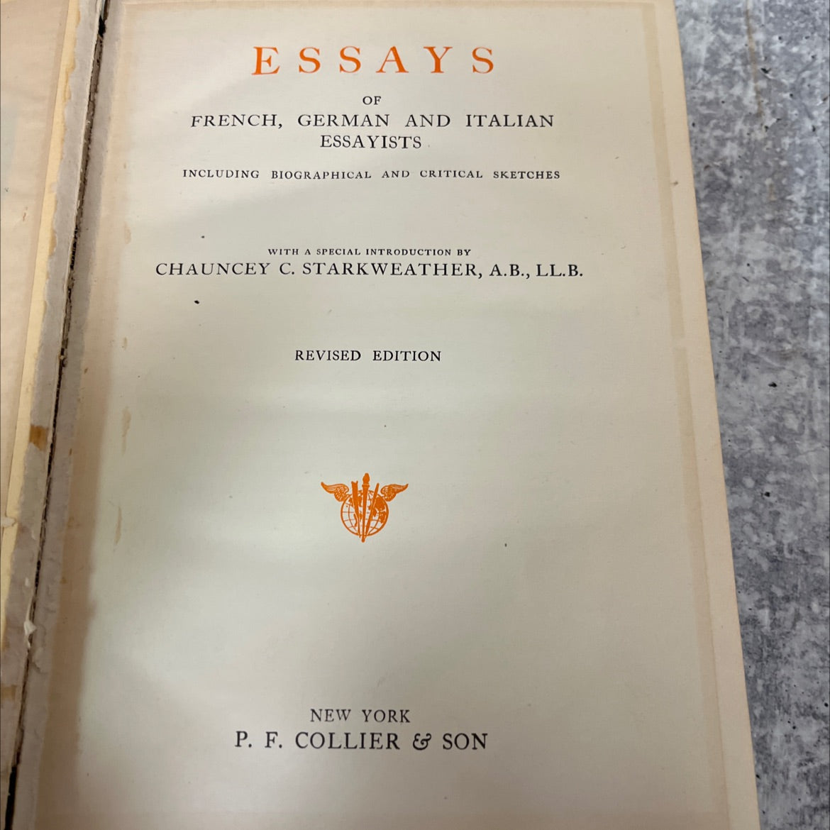 essays of french, german and italian essayists book, by Chauncey C. Starkweather, 1900 Hardcover, Antique image 2