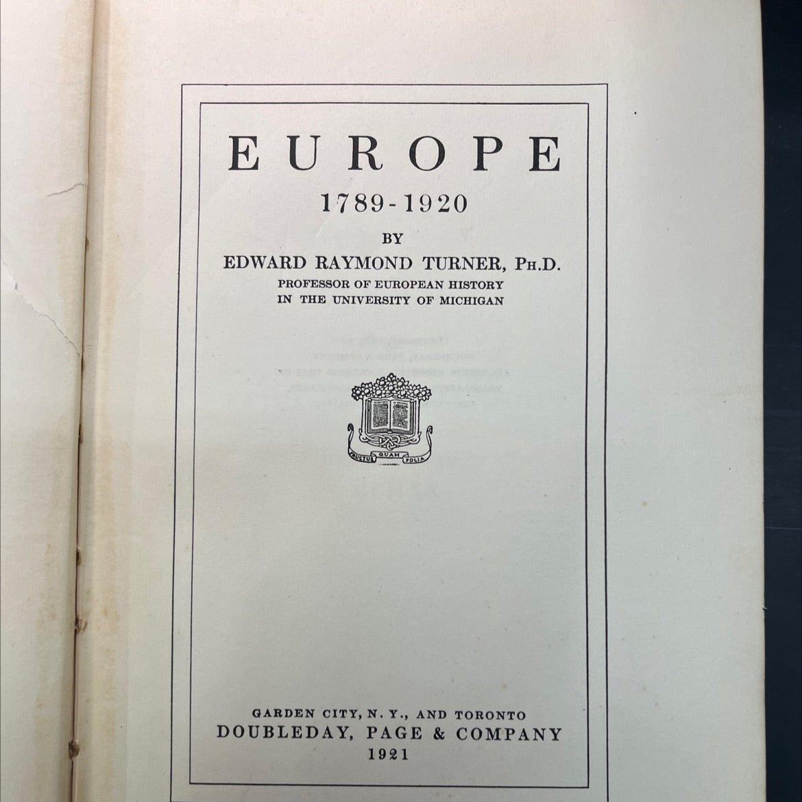 europe 1789-1920 book, by edward raymond turner, 1921 Hardcover image 2