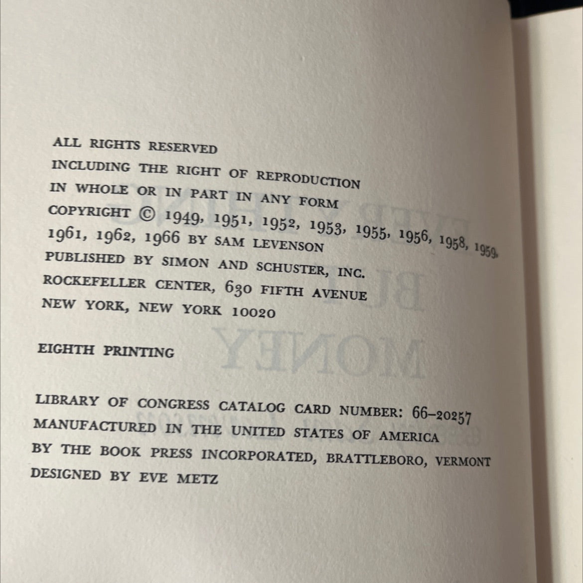 SIGNED everything 888888 but money book, by Sam Levenson, 1966 Hardcover, Vintage image 3