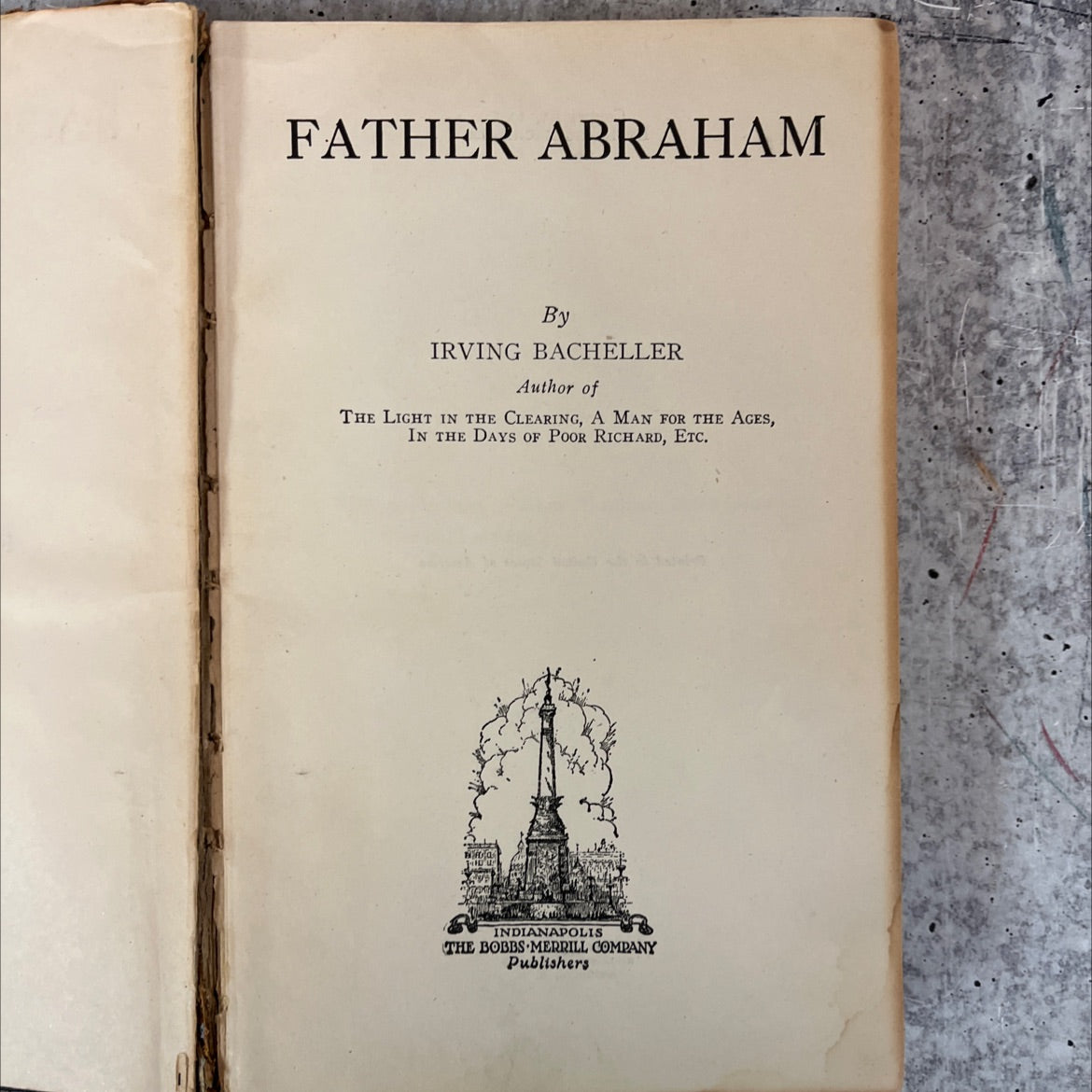 father abraham book, by irving bacheller, 1925 Leather, Vintage image 2