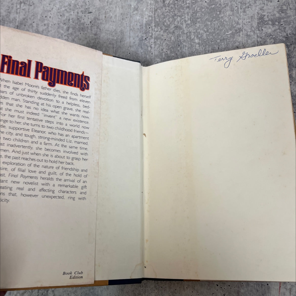 final payments book, by mary gordon, 1978 Hardcover image 4