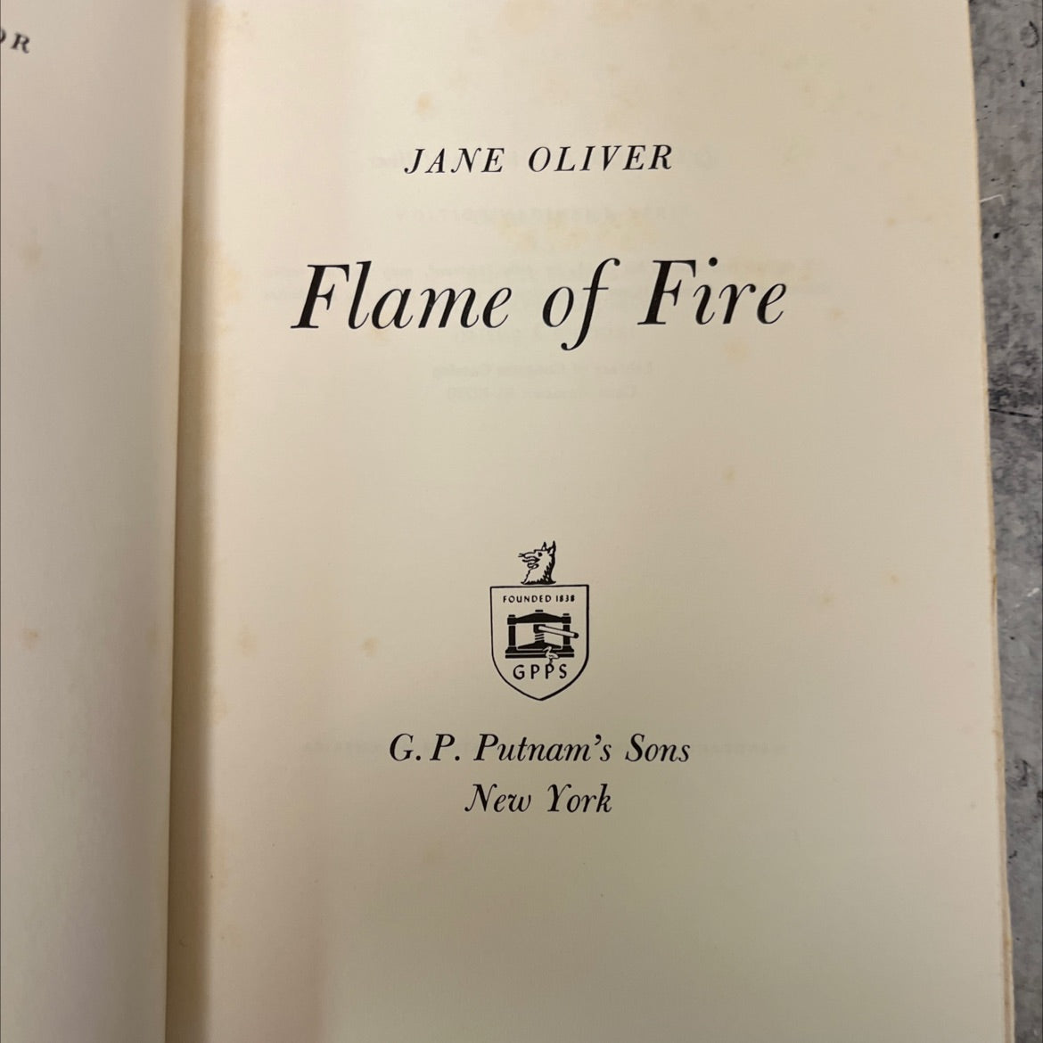 flame of fire book, by jane oliver, 1961 Hardcover, First Edition, Vintage image 2