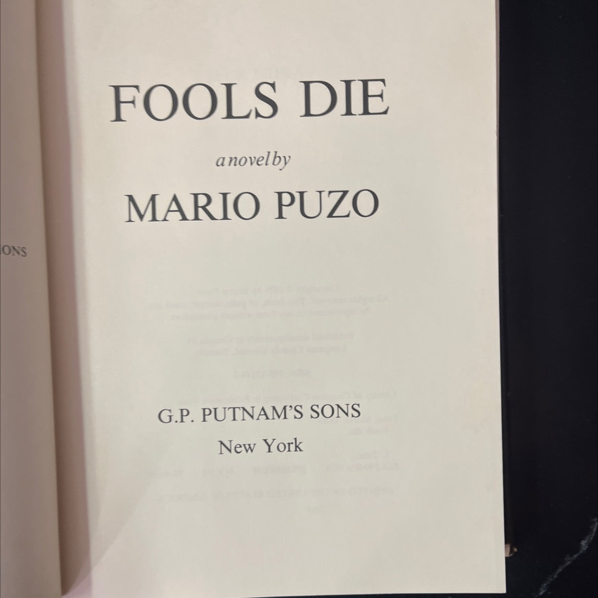 fools die book, by Mario Puzo, 1978 Hardcover, Vintage image 2