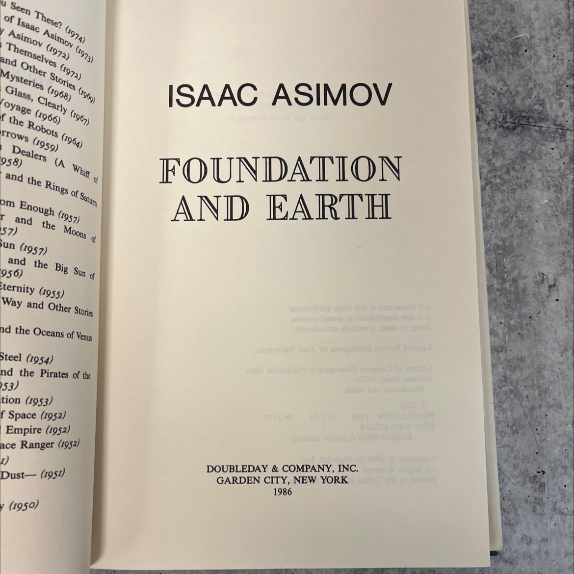 foundation and earth book, by isaac asimov, 1986 Hardcover, First Edition, Vintage image 2