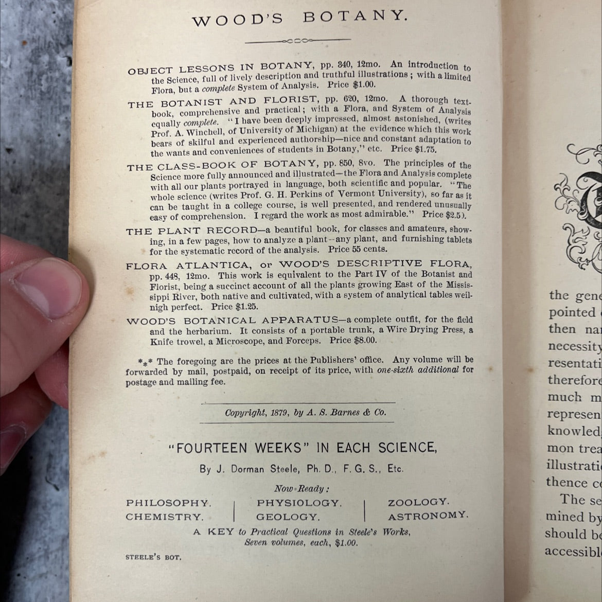 fourteen weeks in botany book, by alphonso wood, j. dorman steele, 1879 Hardcover, Antique, Heavily Used image 3