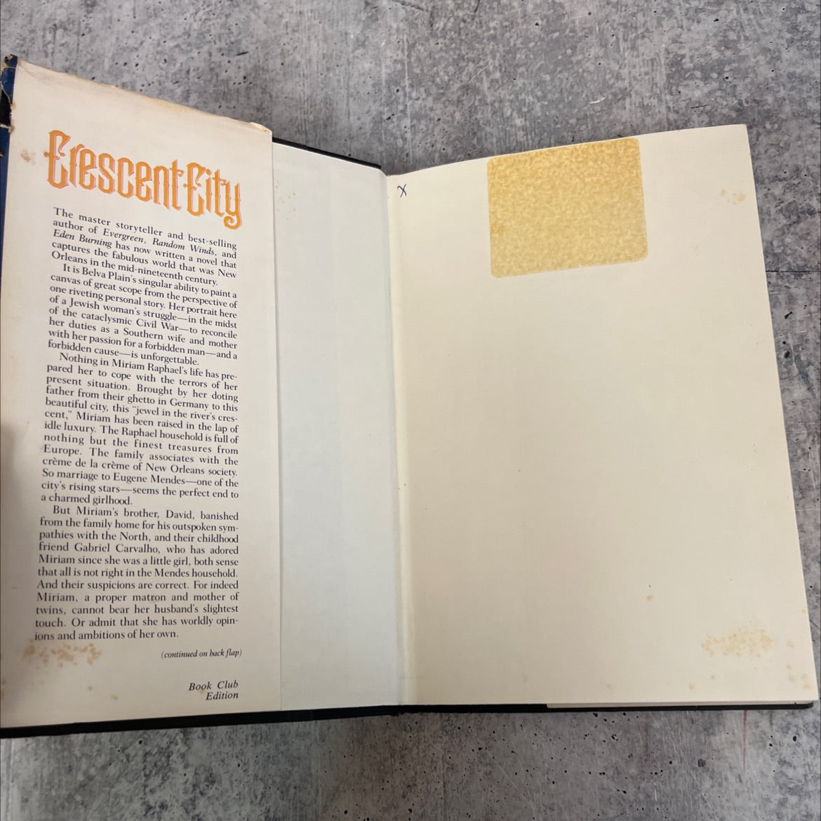 frescent city book, by belva plain, 1984 Hardcover image 4