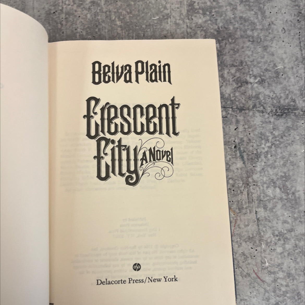 frescent city book, by belva plain, 1984 Hardcover image 2