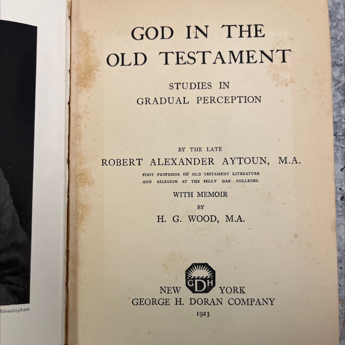 god in the old testament studies in gradual perception book, by robert alexander aytoun, 1923 Hardcover, Antique image 2