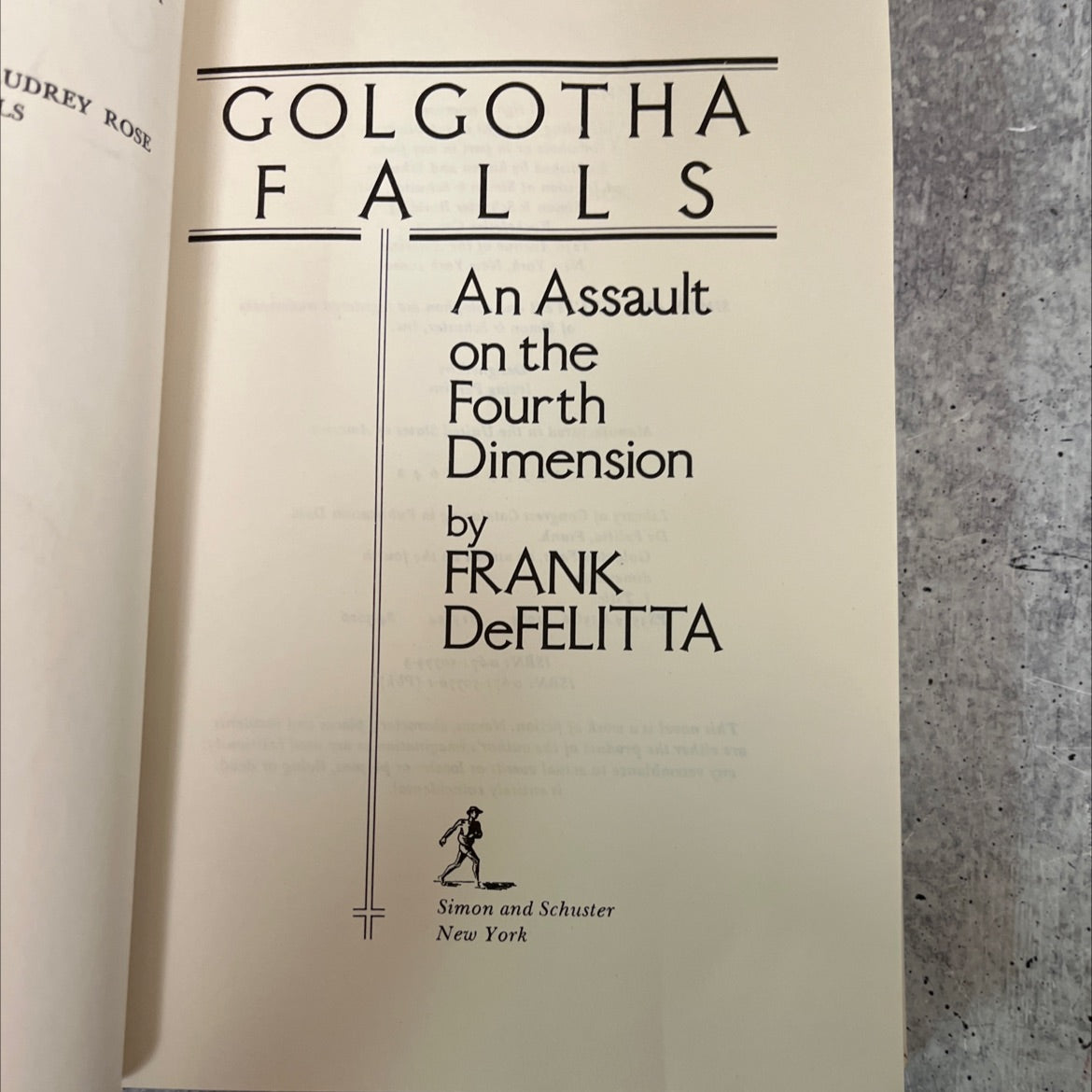 golgotha falls an assault on the fourth dimension book, by frank defelitta, 1984 Hardcover, Vintage image 2