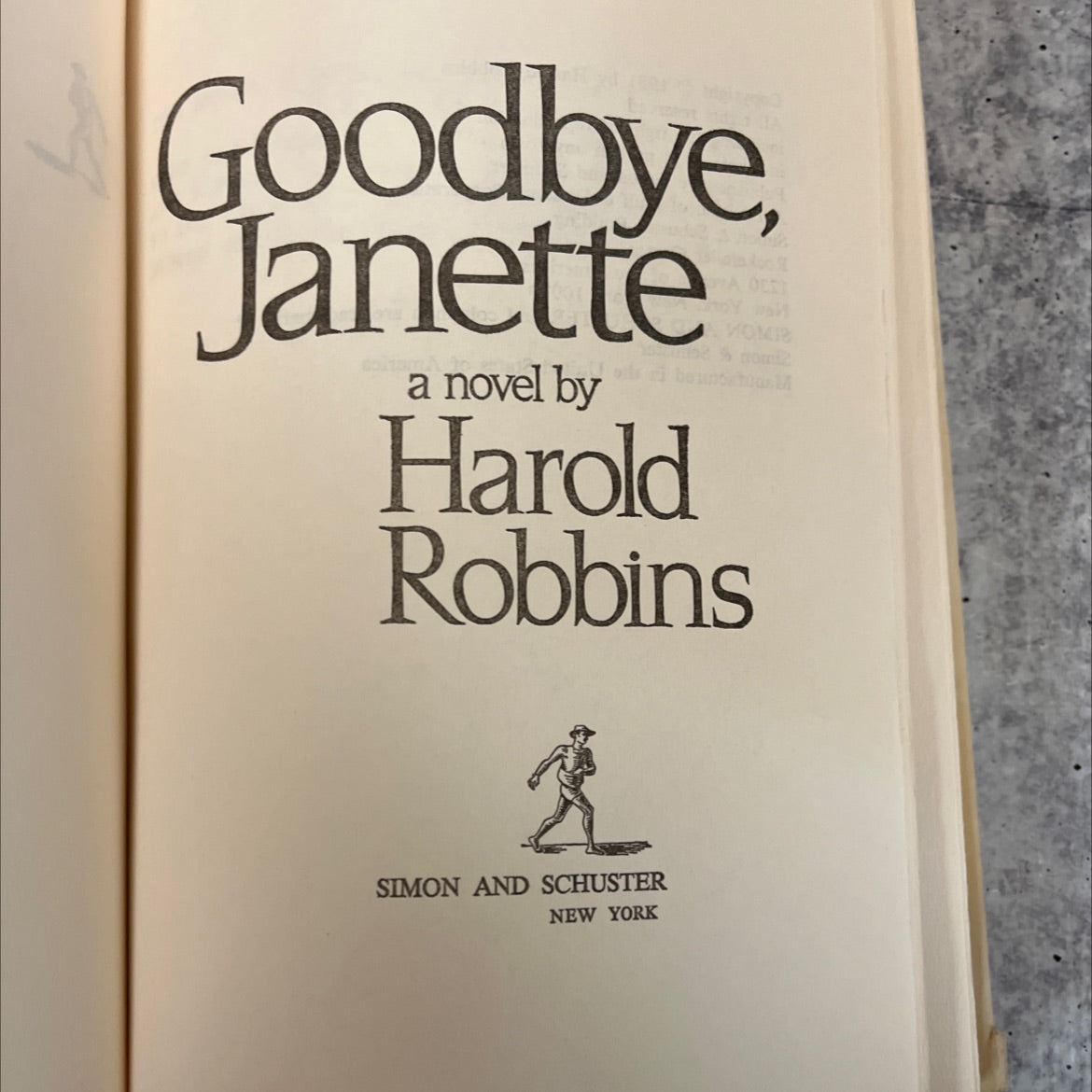 goodbye, janette book, by harold robbins, 1981 Hardcover image 2