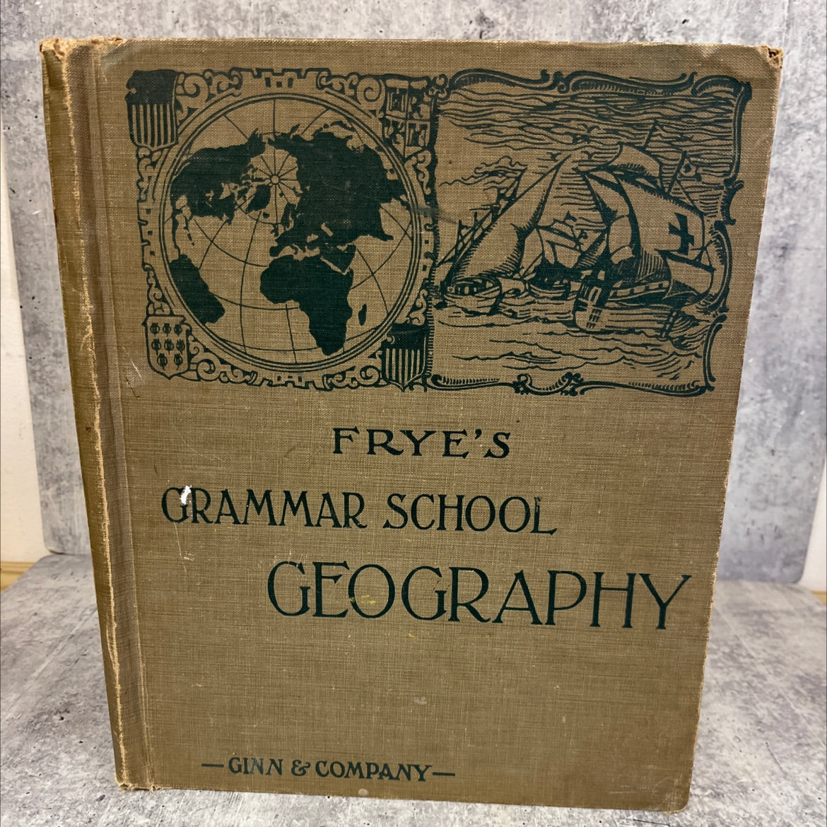 grammar school geography book, by alexis everett frye, 1920 Hardcover, Vintage, Heavily Used image 1