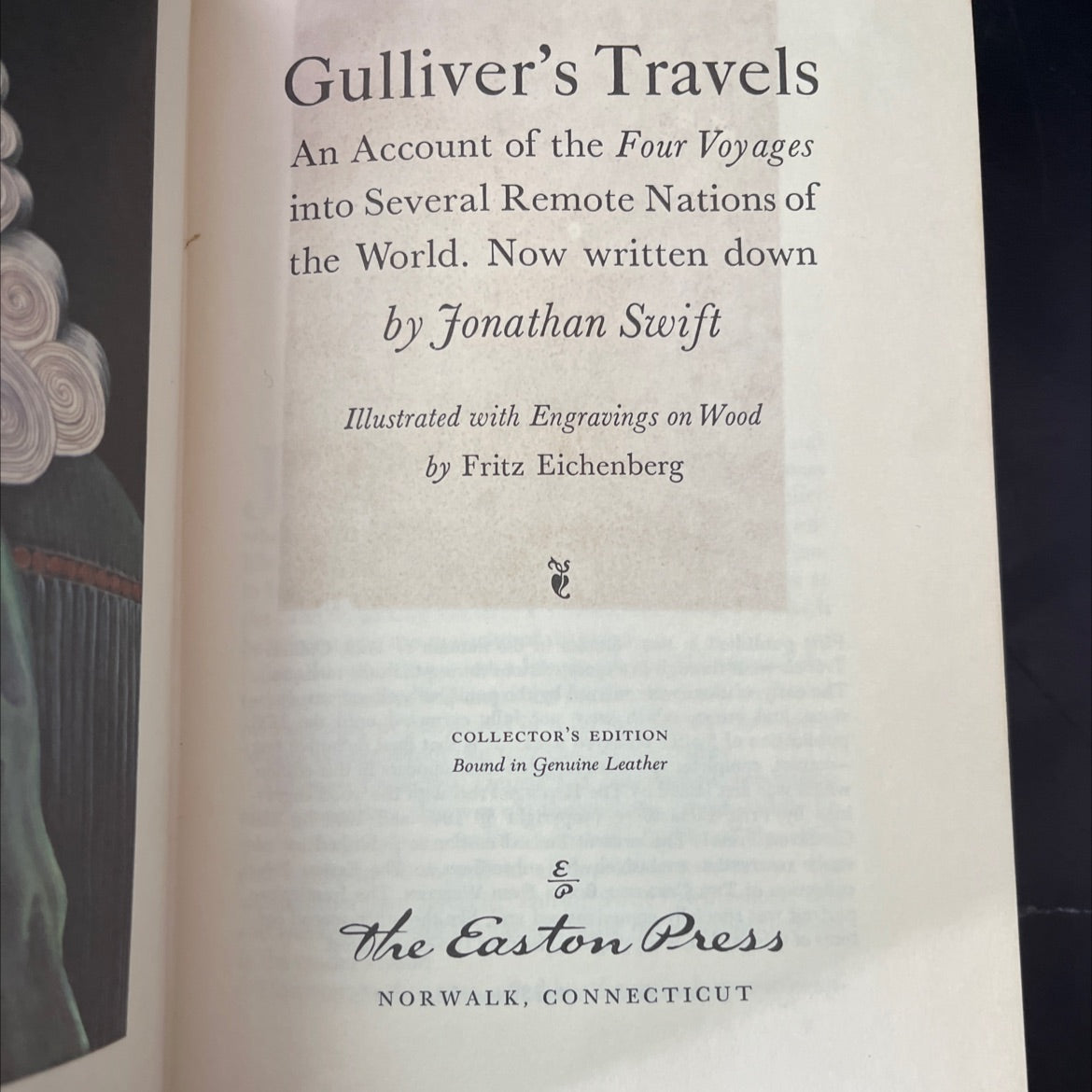 gulliver's travels book, by jonathan swift, 1976 Leather, Vintage image 2