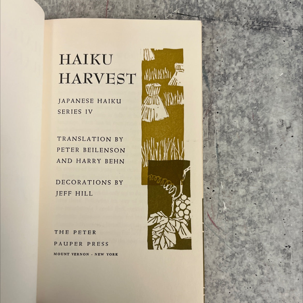 haiku harvest book, by peter beilenson, harry behn, 1962 Hardcover image 2