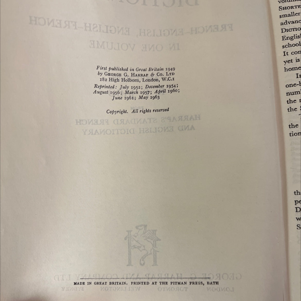 harrap's concise french and english dictionary french-english, english-french in one volume book, by r. p. jago, 1963 image 3