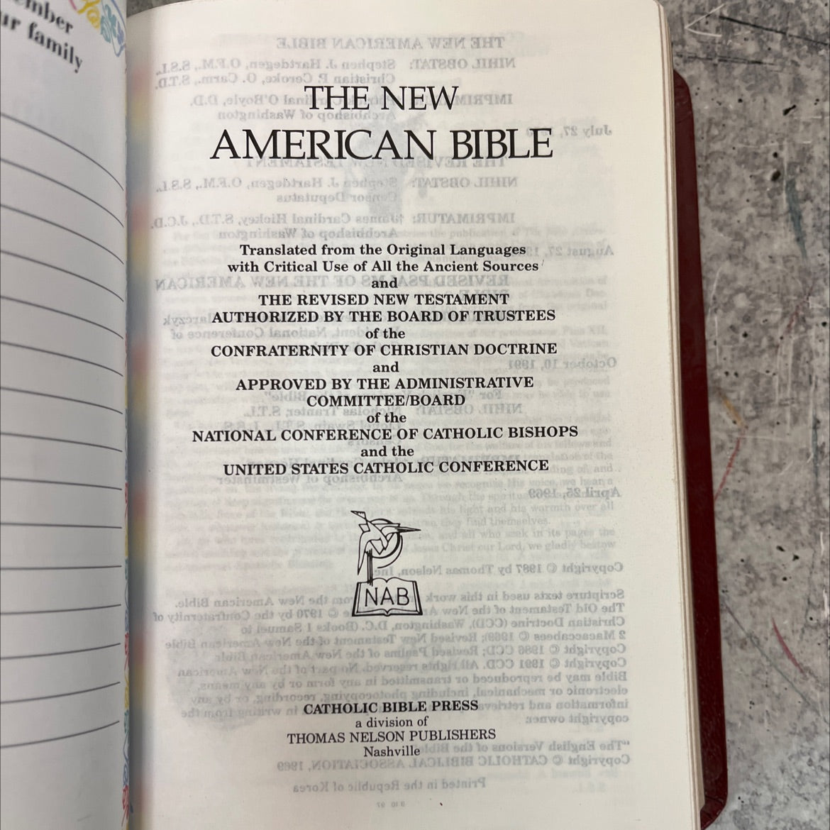 holy bible: the new american bible book, by not stated, 1991 Leather image 2