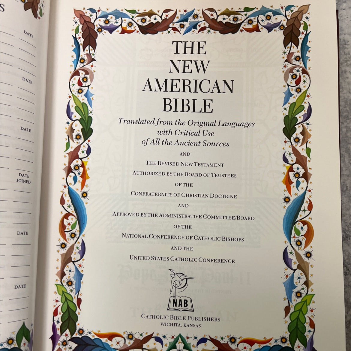 holy bible, the new american bible book, by Confraternity of Christian Doctrine, 1991 Leather image 2