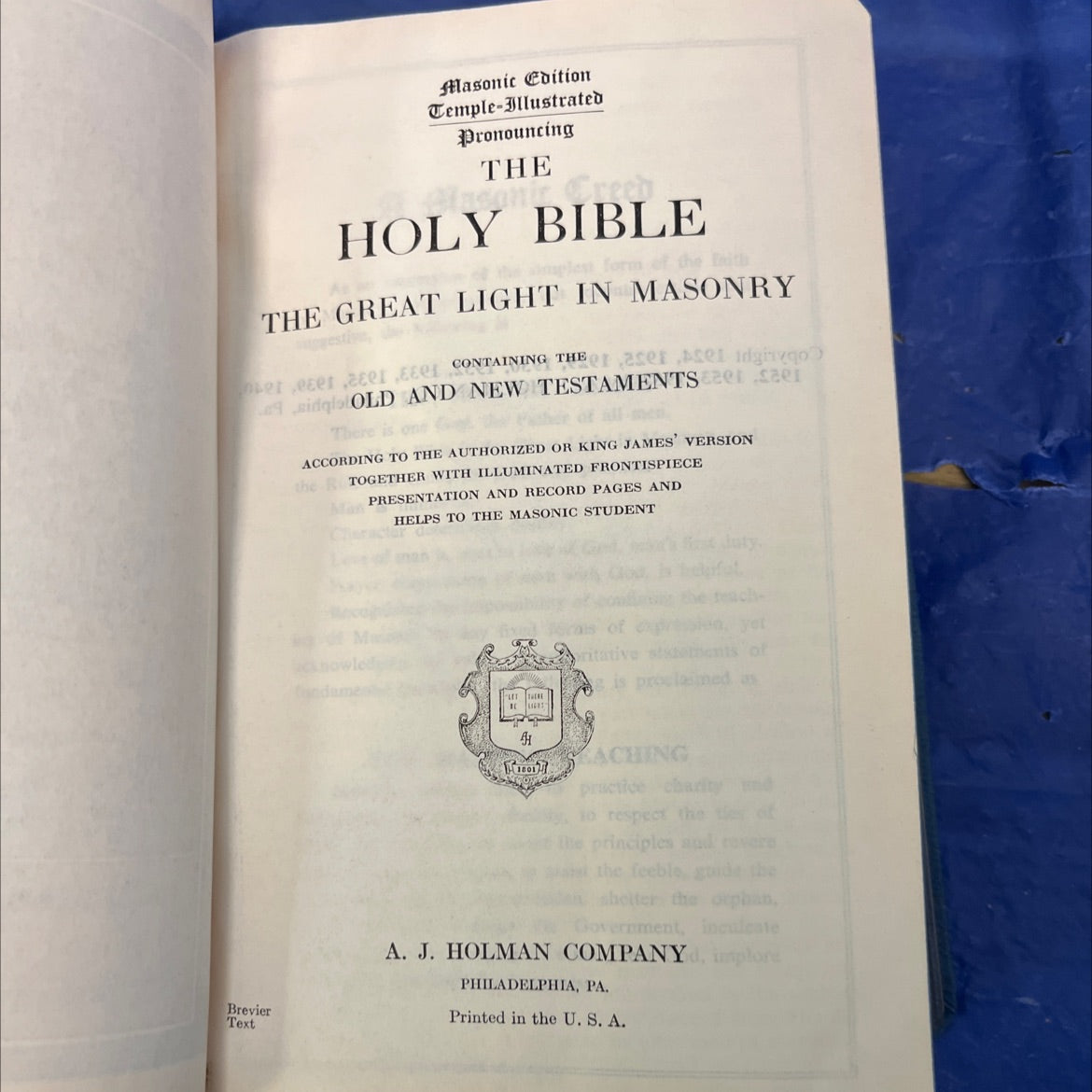 holy bible masonic edition temple-illustrated pronouncing book, by A. J. Holman Company, 1957 Leather image 2