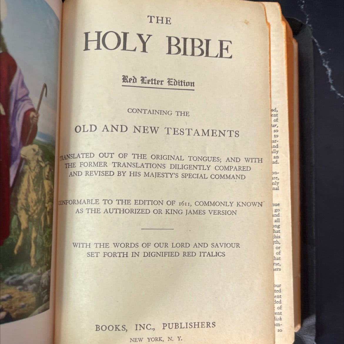 holy bible red letter edition book, by unknown, 1970 Leather, Vintage, Red Letter Edition image 2