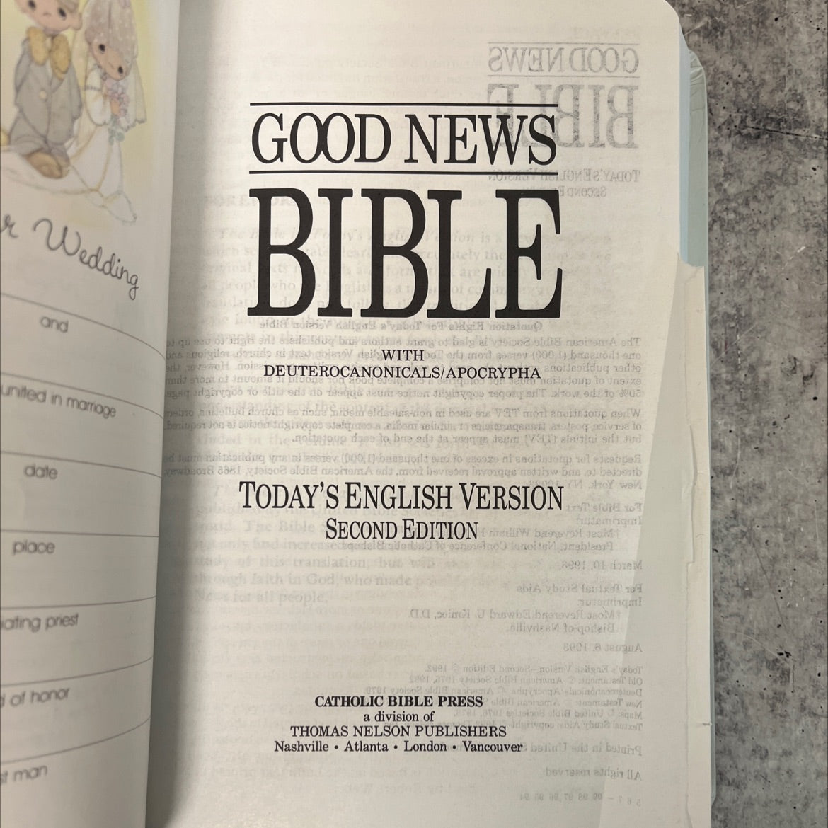 holy bible today's english version second edition book, by american bible society, 1992 Leather image 2