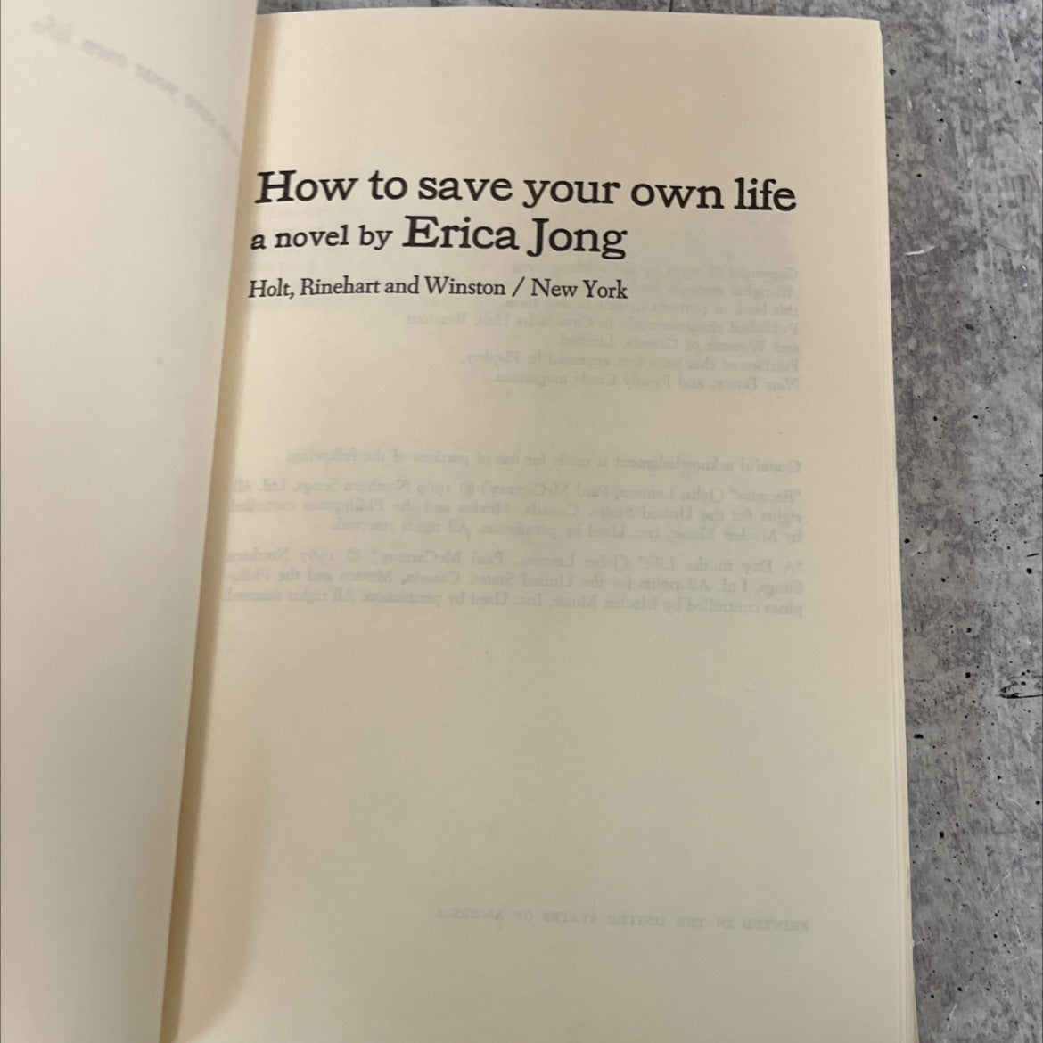 how to save your own life book, by erica jong, 1977 Hardcover, Vintage image 2