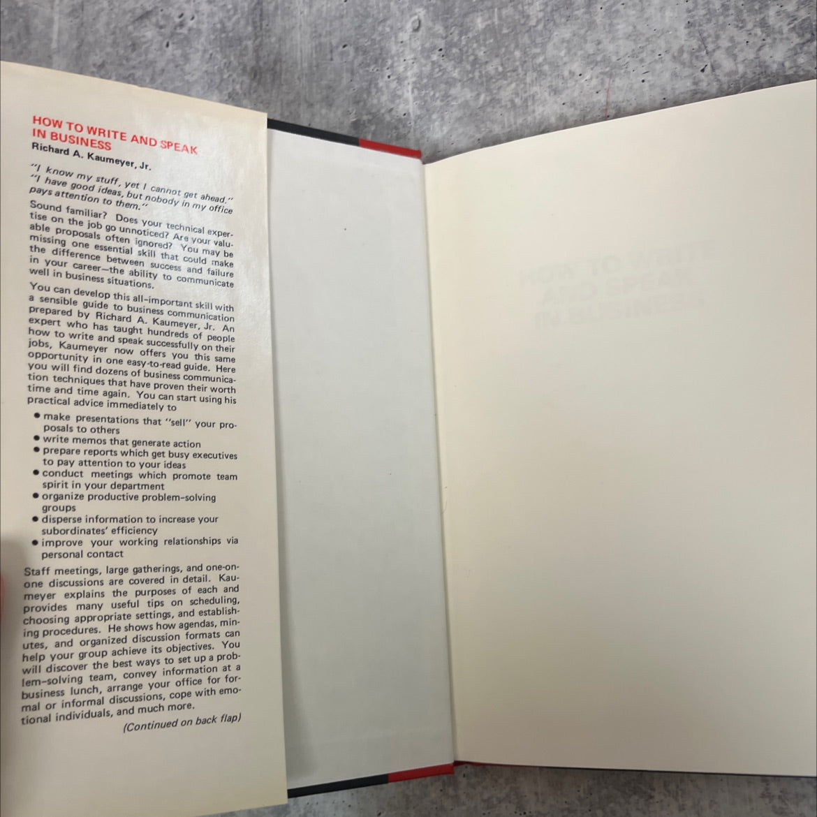 how to write and speak in business book, by Richard A. Kaumeyer, Jr., 1985 Hardcover image 4