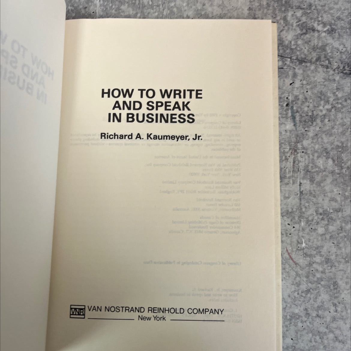 how to write and speak in business book, by Richard A. Kaumeyer, Jr., 1985 Hardcover image 2