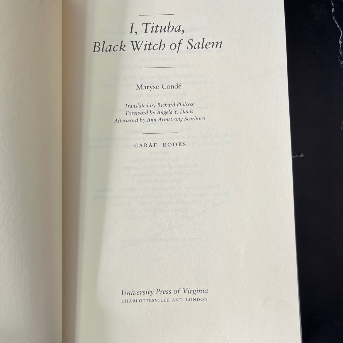 SIGNED i, tituba, black witch of salem book, by maryse condé, 1992 Hardcover, First Edition image 2