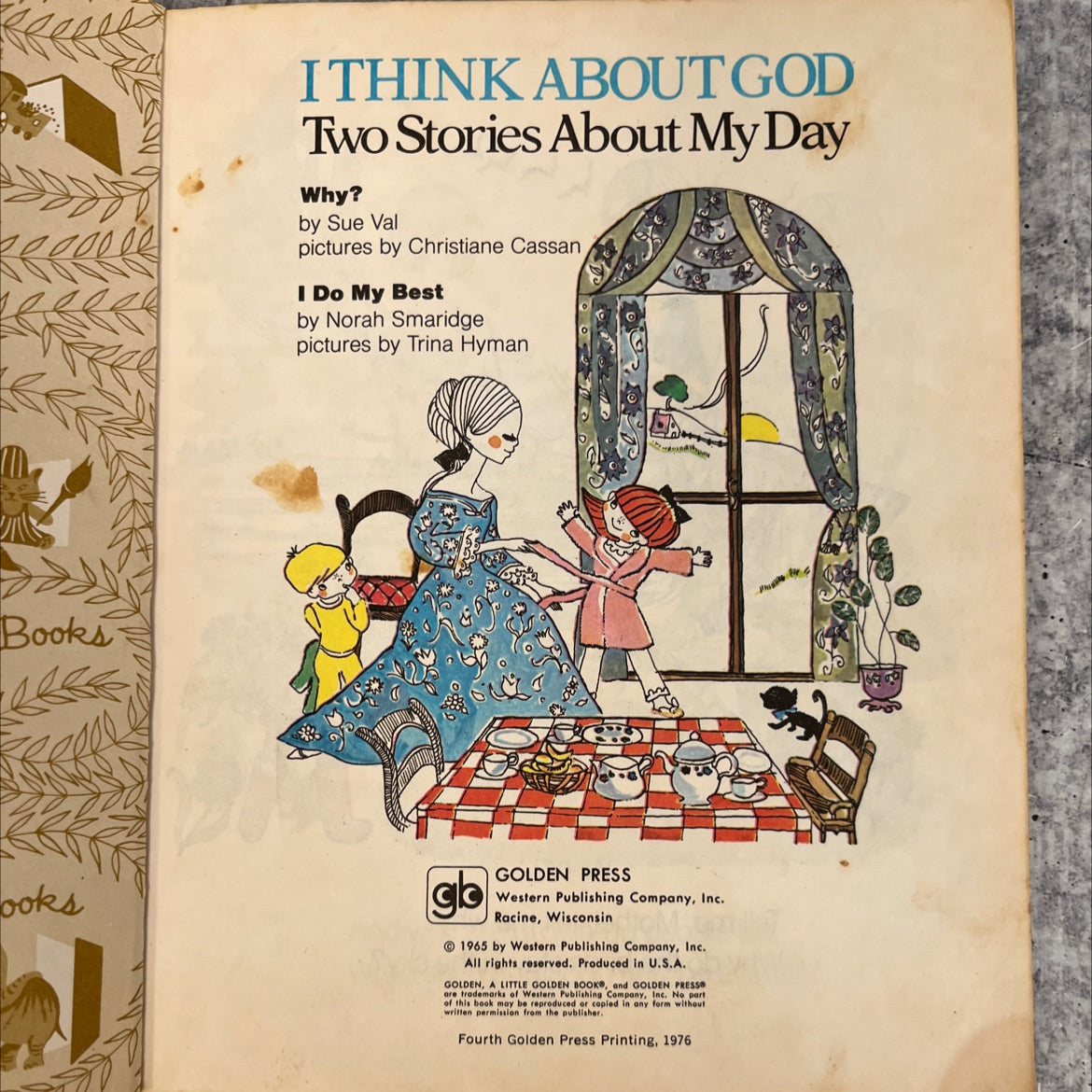 i think about god book, by Sue Val, 1976 Hardcover image 2