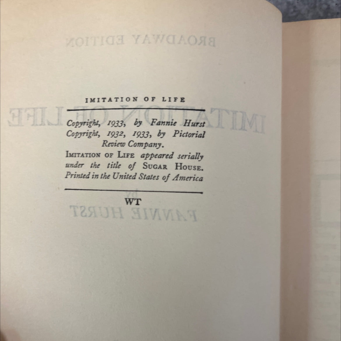 imitation of life book, by fannie hurst, 1933 Hardcover image 3