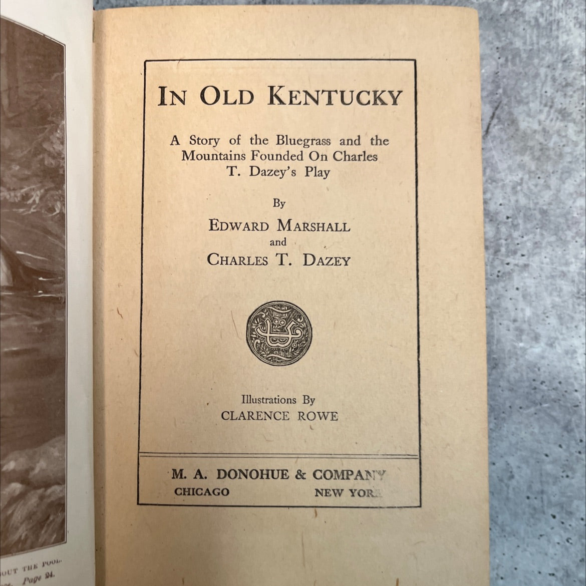 in old kentucky book, by edward marshall and charles t. dazey, 1910 Hardcover, Antique image 2