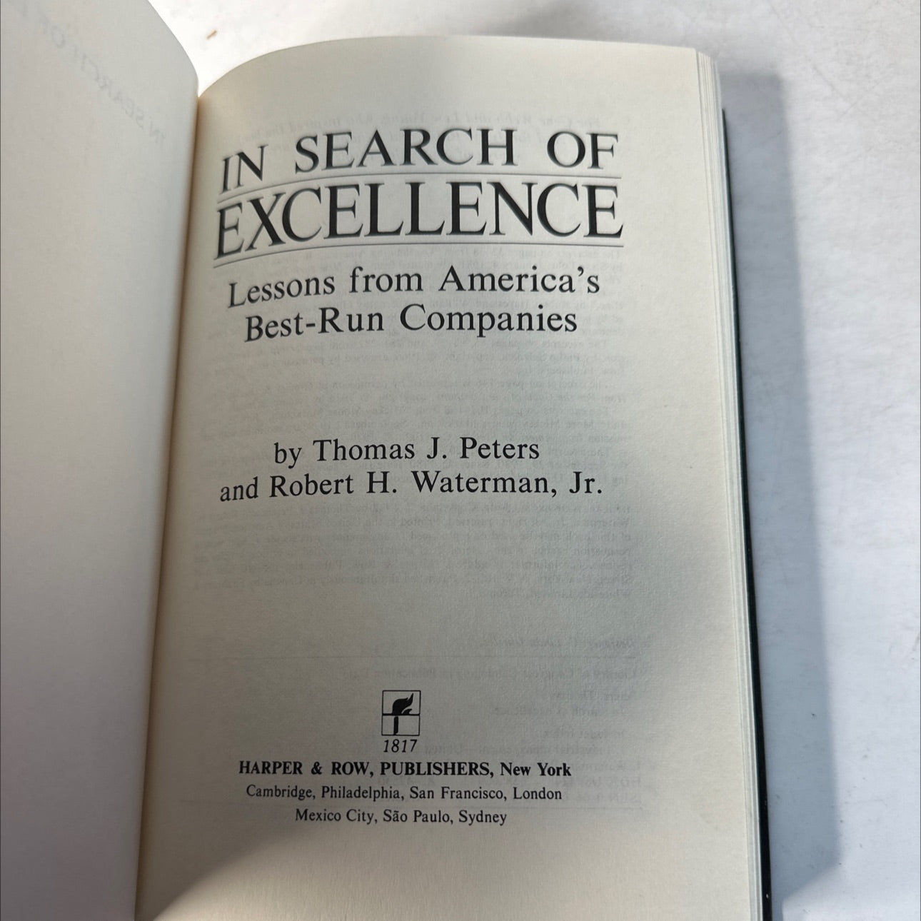 in search of excellence book, by Thomas J. Peters, Robert H. Waterman, Jr., 1982 Hardcover, First Edition image 2