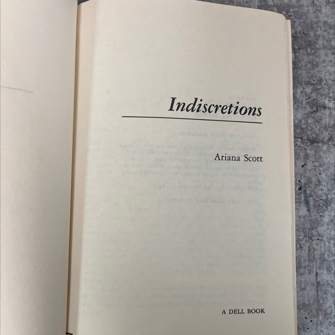 indiscretions book, by ariana scott, 1985 Hardcover image 2