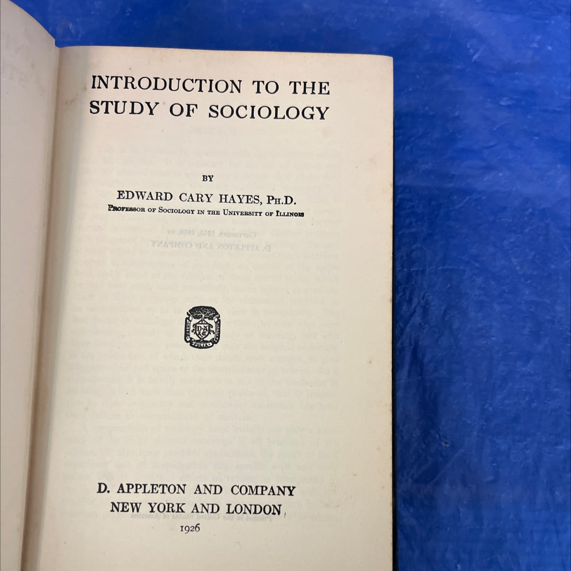 introduction to the study of sociology book, by edward cary hayes, 1926 Hardcover image 2