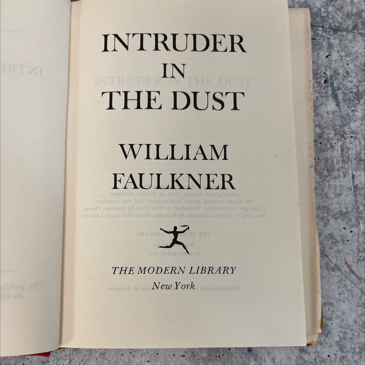 intruder in the dust book, by william faulkner, 1948 Hardcover, Vintage image 2