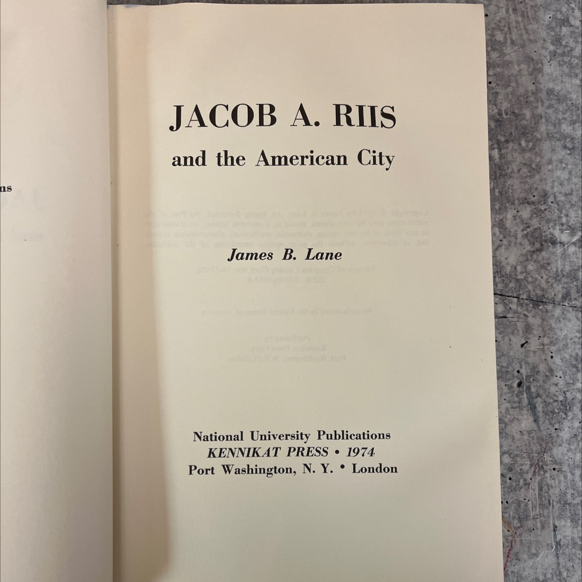 jacob a. riis and the american city book, by james b. lane, 1974 Hardcover, Vintage image 2