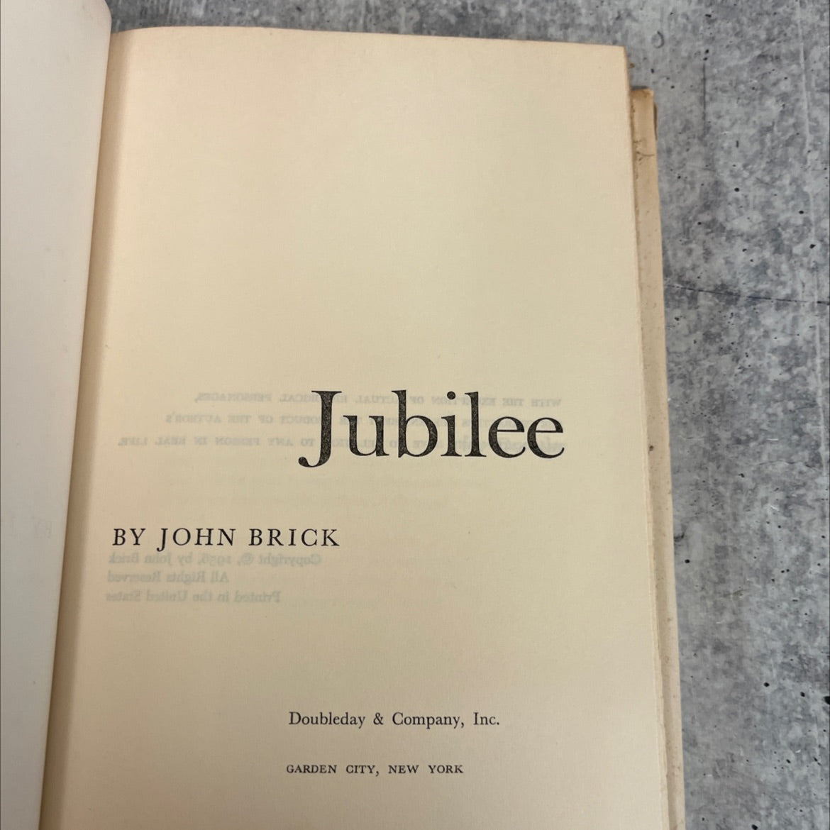 jubilee book, by john brick, 1956 Hardcover image 2