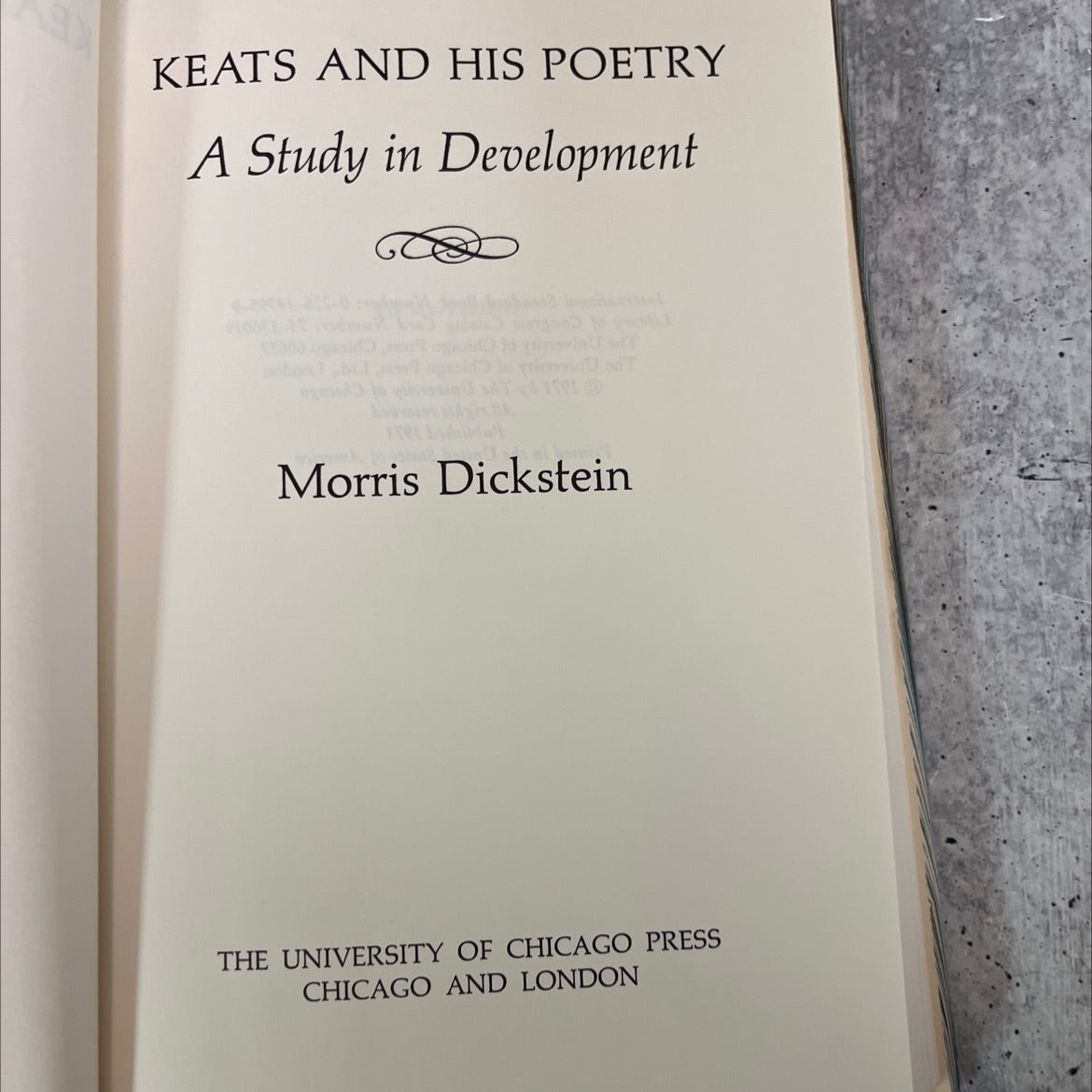 keats and his poetry a study in development book, by morris dickstein, 1971 Hardcover, Vintage image 2