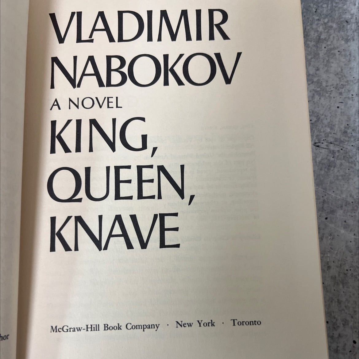 king queen knave book, by Vladimir Nabokov, 1968 Hardcover image 2