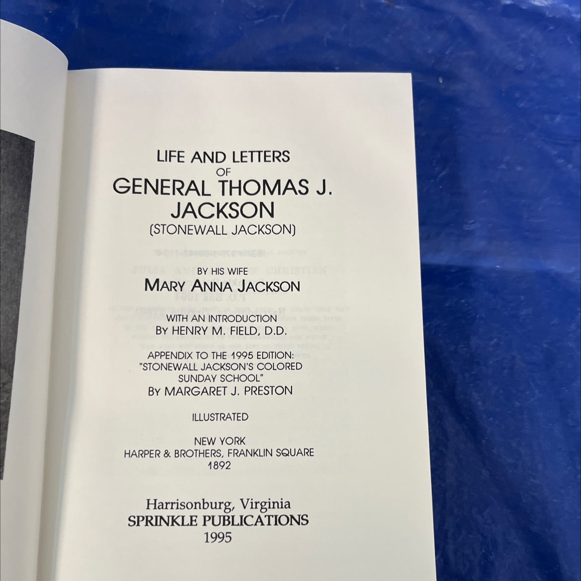 life and letters of general thomas j. jackson (stonewall jackson) book, by mary anna jackson, 1995 Hardcover image 2