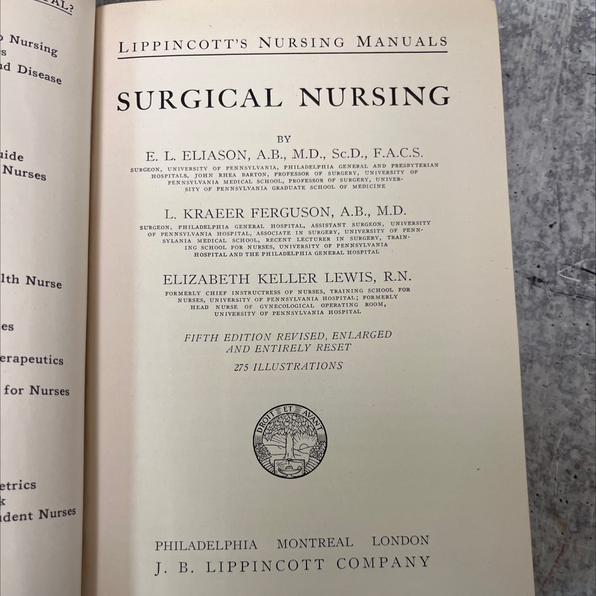 lippincott's nursing manuals surgical nursing book, by e. l. eliason, john rhea barton, l. kraeer ferguson, elizabeth image 2