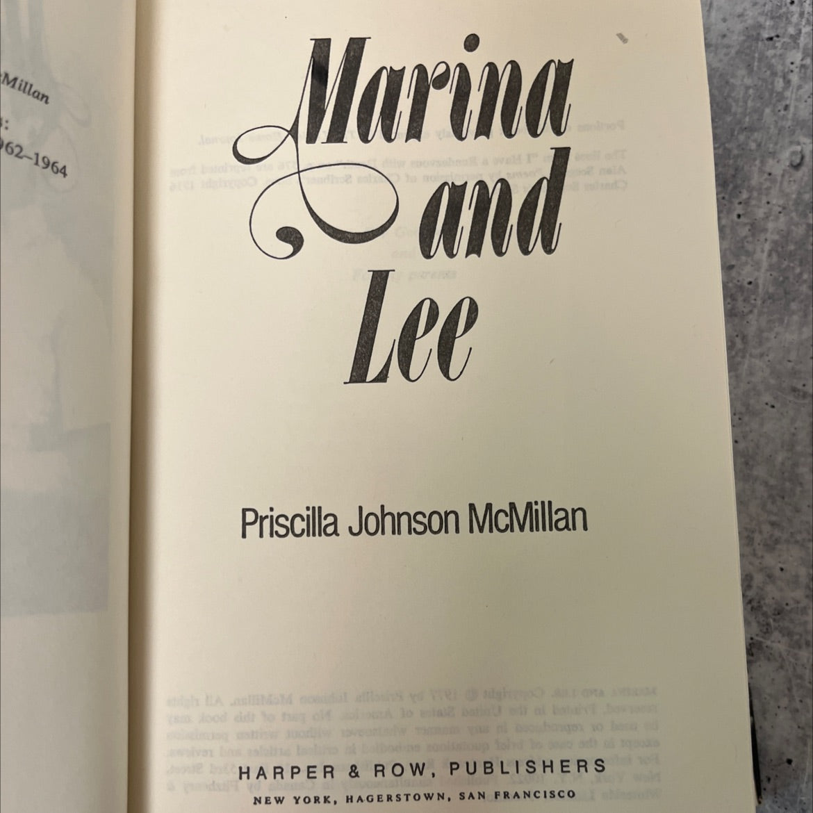 marina and lee book, by Priscilla Johnson McMillan, 1977 Hardcover, Vintage image 2