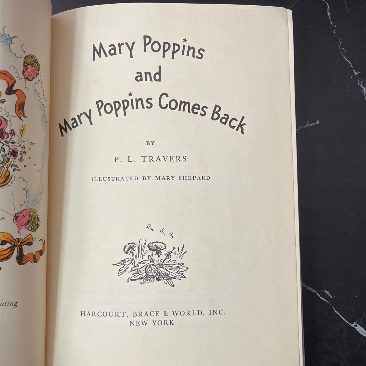 mary poppins and mary poppins comes back book, by p. l. travers, 1963 Hardcover, Vintage, Heavily Used image 2