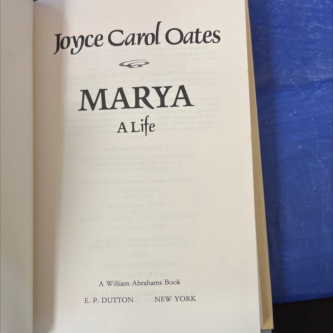 marya: a life book, by joyce carol oates, 1986 Hardcover image 2