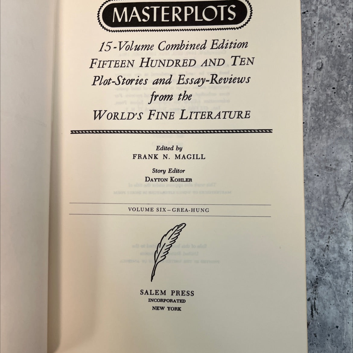 masterplots 15-volume combined edition book, by frank n. magill, 1964 Leather, Vintage image 2