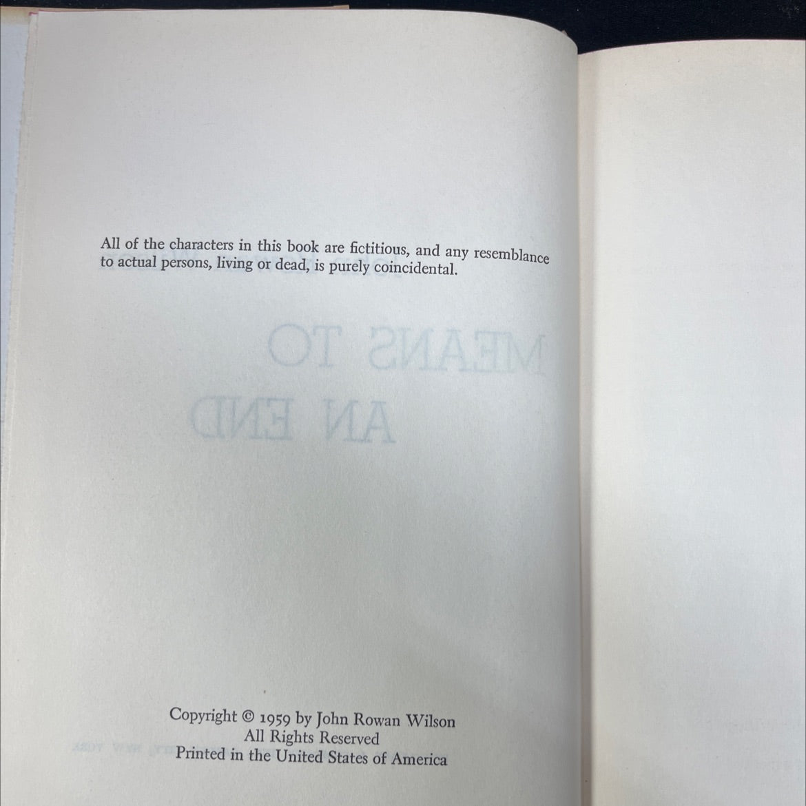 means to an end book, by John Rowan Wilson, 1959 Hardcover image 3