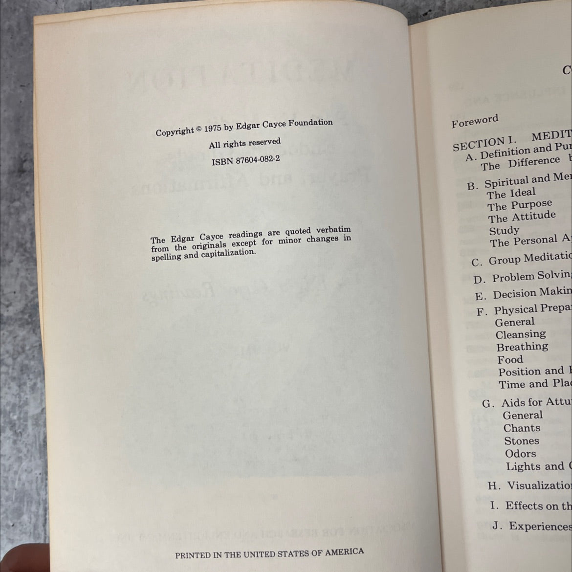 meditation part ii: meditation, endocrine glands, prayer, and affirmations book, by edgar cayce, 1975 Leather, Rare, image 3