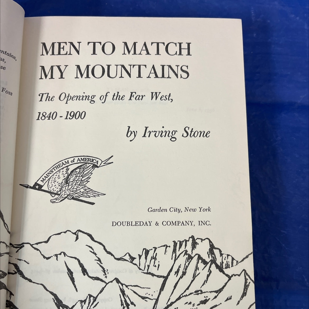 men to match my mountains book, by irving stone, 1956 Hardcover image 2