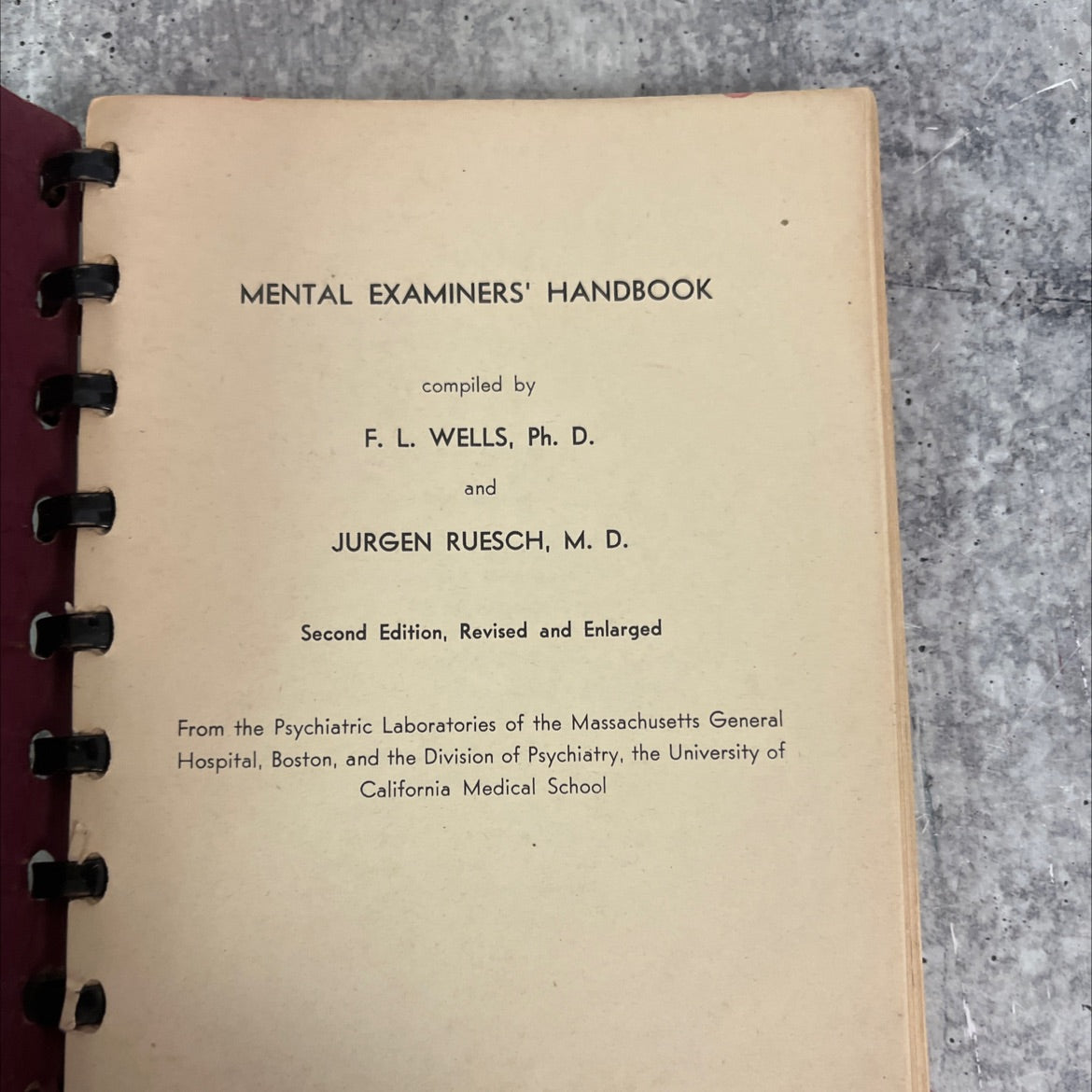 mental examiners' handbook book, by f. l. wells, jurgen ruesch, 1945 Paperback image 2