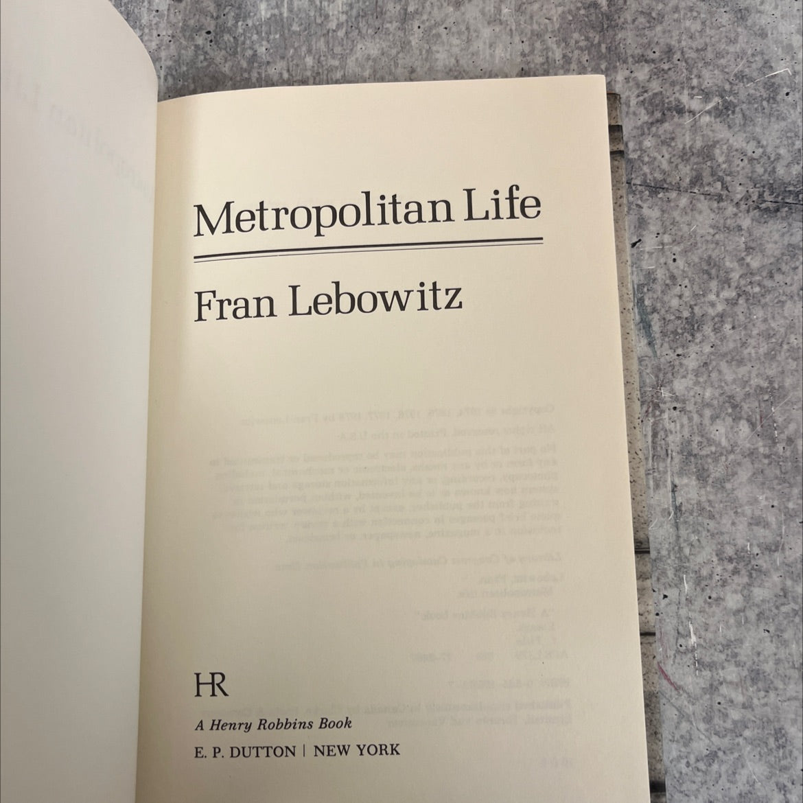 metropolitan life book, by Fran Lebowitz, 1978 Hardcover image 2